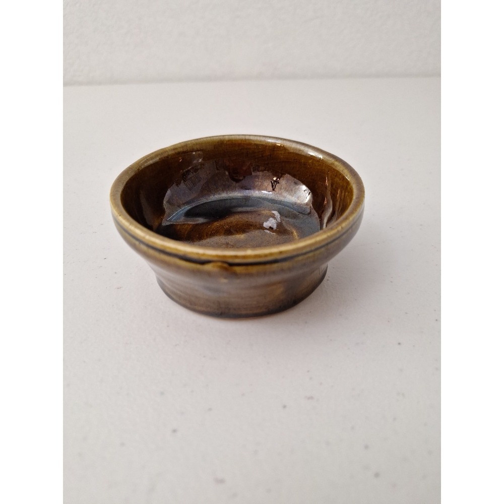 Vintage MCM Handmade Small Pottery Trinket Dish Ceramic Bowl Rustic Signed 4.5"